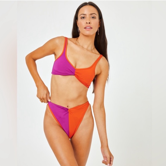 L*Space Cardi Bikini Top & Jada High Waist Bottoms Bikini Set Berry Pimento XS - Picture 6 of 12